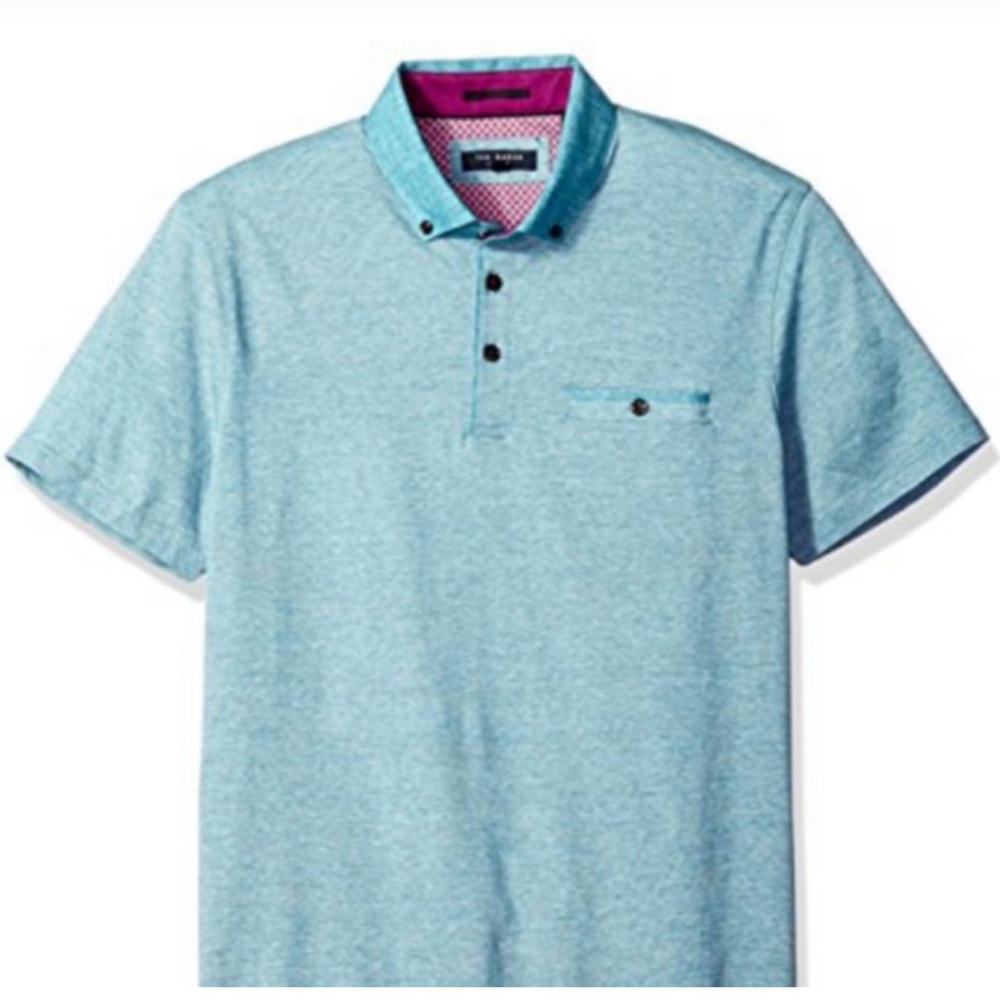 Ted Baker London Blue Polo Shirt Size 4 Cotton Short Sleeve Pocket